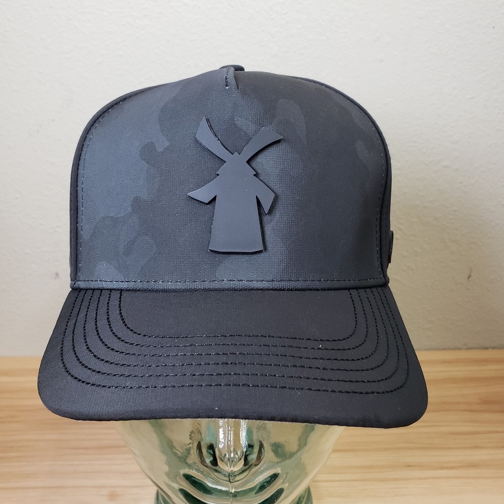 Luna Collective Dutch Bros Snapback Hat Black Camo Print Windmill Mesh Back